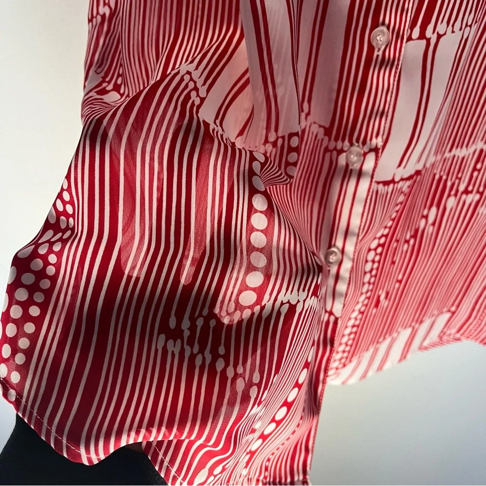 SOLD Vintage Semi-Sheer Stuart Randolph button Down Short Sleeve Blouse - Picture 4 of 10